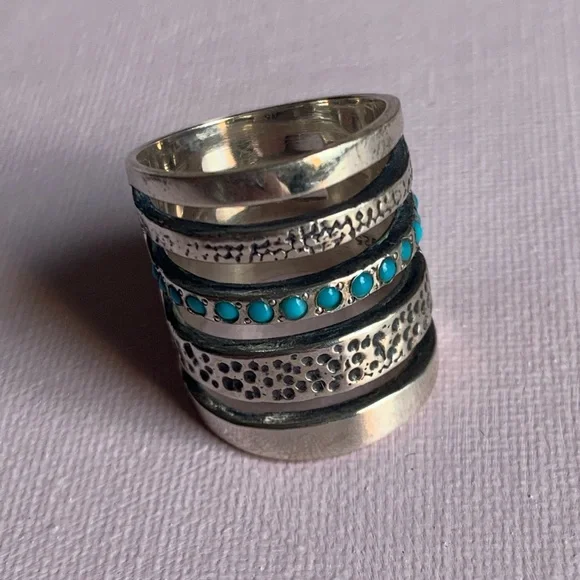 Pamela Love turquoise and silver Cage Ring - Picture 2 of 5